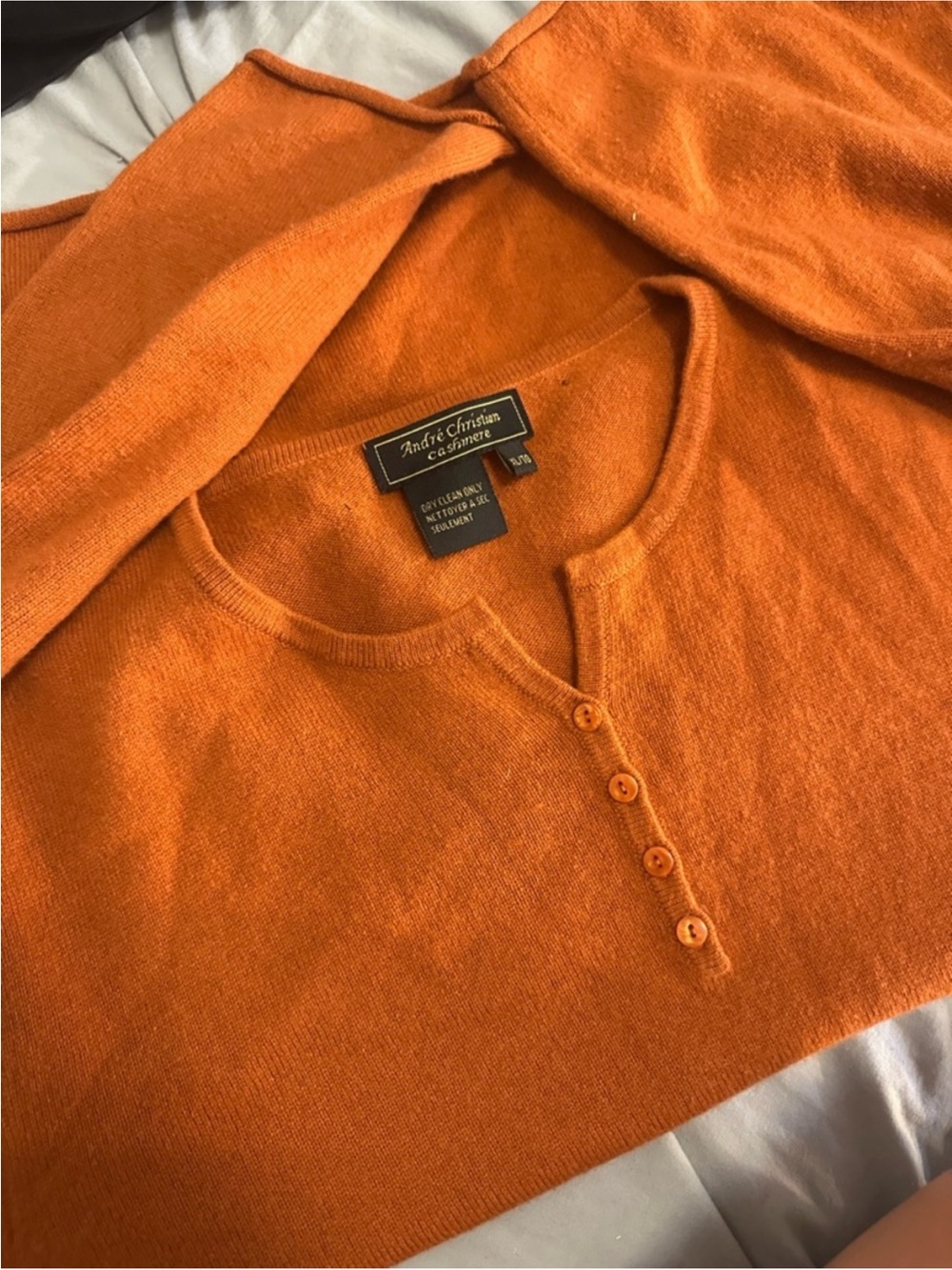 Andrew Christian Orange Scoop Henley Sweater